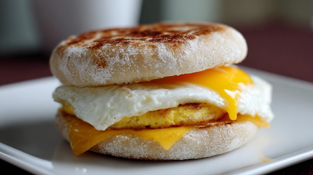 Breakfast sandwich with fried egg and cheese, a popular dish with eggs