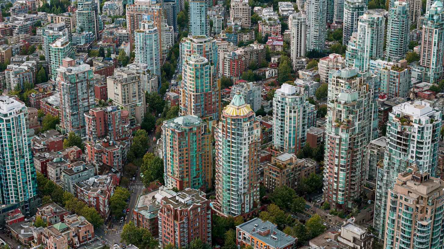Aerial view of high rise residential buildings in Vancouver