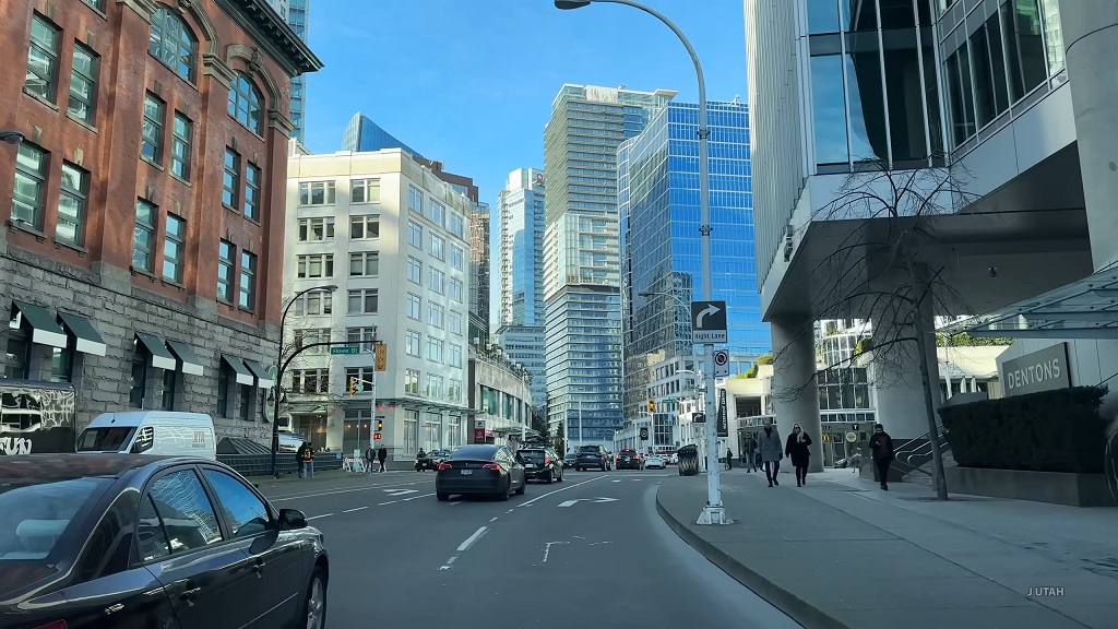 Driving through Vancouver Downtown